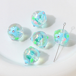 Transparent Acrylic Beads, Hand Painted Beads, Bumpy, Round, 17x15mm(WG39989-12)