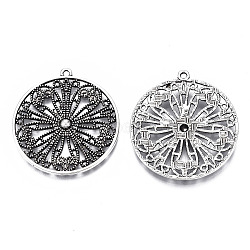 Tibetan Style Alloy Pendants, Cadmium Free & Lead Free, Flower, Antique Silver, 33x30.5x2.5mm, Hole: 1.5mm, about 260pcs/1000g(TIBEP-N008-130)