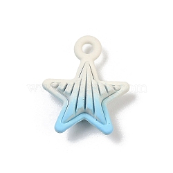 Spray Painted Alloy Pendants, Star Charms, Lead Free & Nickel Free & Cadmium Free, Light Sky Blue, 14.5x12.5x5.5mm, Hole: 1.4mm(PALLOY-S038-05A)