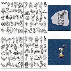 Non-Woven Embroidery Aid Drawing Sketch, Rectangle, Flower, 297x210mmm, 4pcs/set(DIY-WH0538-008)