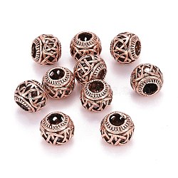 Alloy European Beads, Rondelle, Large Hole Beads, Cadmium Free & Nickel Free & Lead Free, Red Copper, 10.5x9mm, Hole: 5mm(TIBE-A006-028R-NR)