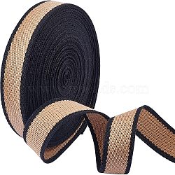 Polyester Braid Ribbon, Flat, Stripe Pattern, Garment Accessories, Tan, 1-1/4 inch(32x1mm), about 10 yards/bundle(OCOR-WH0068-31B)