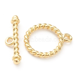 Brass Toggle Clasps, Long-Lasting Plated, Ring, Real 18K Gold Plated, Ring: 14.5x12x2mm, Hole: 3.5mm, Bar: 5x17x2.5mm, hole: 3.5mm(KK-P200-06G)