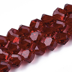 Glass Beads Strands, Faceted, Triangular Pyramid, Dark Red, 9x9x9mm, Hole: 1.5mm, about 50pcs/strand, 17.3 inch(GLAA-T006-06B-01)