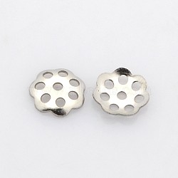 Filigree Multi-Petal 304 Stainless Steel Bead Caps, Stainless Steel Color, 6x1mm, Hole: 1mm(STAS-N039-03)