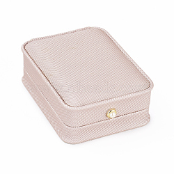 PU Leather Pendant Gift Boxes, with Iron & Plastic Imitation Pearl Button and Velvet Inside, for Wedding, Jewelry Storage Case, Misty Rose, 10x7.5x4cm(LBOX-L006-B-01)