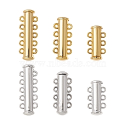 6Pcs 6 Styles Multi-Strand Brass Magnetic Slide Lock Clasps Set, Tube, Platinum & Golden, 19.5~28.5x10~10.5x6.5mm, Hole: 1.4~1.5mm, 1pc/style(KK-FS0001-22)