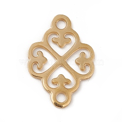 Ion Plating(IP) 304 Stainless Steel Connector Charms, Hollow Clover Links, Real 14K Gold Plated, 17x11.5x0.6mm, Hole: 1.6mm(STAS-G295-09G)