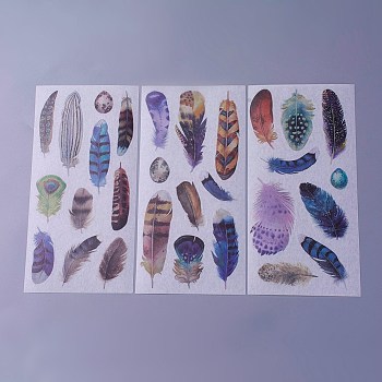 Scrapbook Stickers, Self Adhesive Picture Stickers, Feather Pattern, Colorful, 200x100mm
