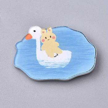 Fridge Magnets Acrylic Decorations, Duck with Rabbit, Light Sky Blue, 29.5x42x4mm