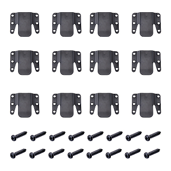 SUPERFINDINGS 12Pcs Iron Universal Sectional Sofa Interlocking Brackets, Metal Couch Connectors, with 72Pcs Iron Wood Screws, Black, Brackets: 64x76x9mm, Hole: 6mm, Screws: 27.5x8mm