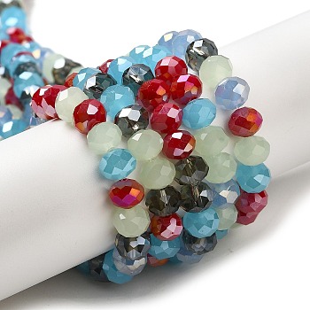 Glass Beads Strands, Faceted, Rondelle, Light Steel Blue, 8x6mm, Hole: 1mm, about 65~68pcs/strand, 15.7~16.1 inch(40~41cm)