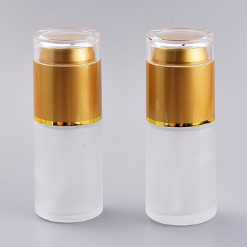 Refillable Frosted Glass Empty Pump Bottles, with Fine Mist Acrylic Sprayer & Dust Golden Cap, Clear, 9.8x3.7cm, Capacity: 30ml(1.01 fl. oz)