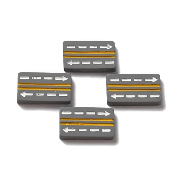 Opaque Resin Cabochons, Road, Slate Gray, 13.5x23.5x4mm