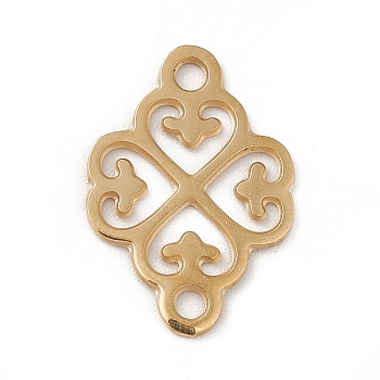 Ion Plating(IP) 304 Stainless Steel Connector Charms, Hollow Clover Links, Real 14K Gold Plated, 17x11.5x0.6mm, Hole: 1.6mm