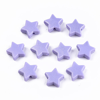 Spray Painted Acrylic Beads, Rubberized Style, Star, Medium Slate Blue, 10.5x11x4mm, Hole: 1.5mm, about 2250pcs/500g