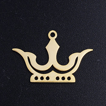 201 Stainless Steel Pendants, Crown, Golden, 16x24.5x1mm, Hole: 1.5mm