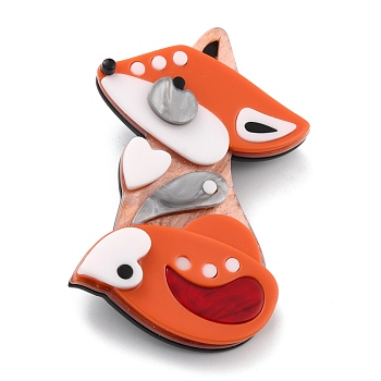 Cute Fox Brooch, Animal Acrylic Safety Lapel Pin for Backpack Clothes, Tomato, 67x44x9mm, Pin:0.6mm