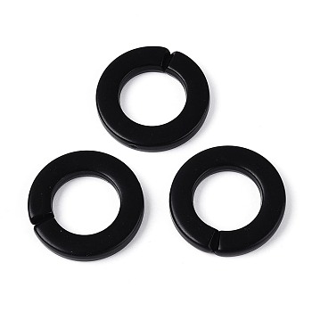 Opaque Spray Painted Acrylic Linking Rings, Quick Link Connectors, for Rolo Chains Making, Ring, Black, 31.5x4.5mm, Inner Diameter: 18mm, about 187pcs/500g