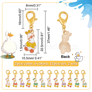 Alloy Enamel Duck Pendant Locking Stitch Markers(HJEW-AB00119)-2