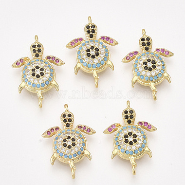 Brass Micro Pave Cubic Zirconia Links(X-ZIRC-T008-04G)-1
