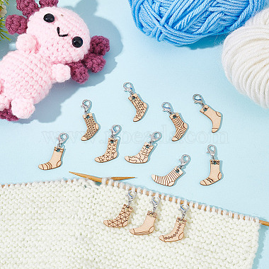 12Pcs 12 Style Sock Pendant Locking Stitch Markers(HJEW-AB00645)-4