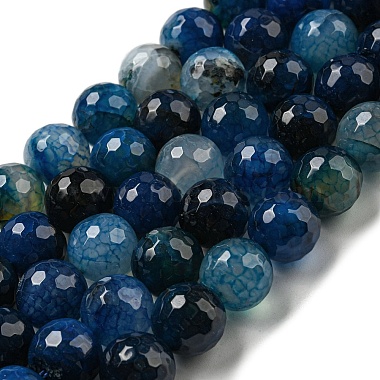 Prussian Blue Round Dragon Veins Agate Beads