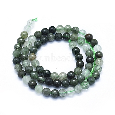 Natural Green Rutilated Quartz Beads Strands(G-E561-14-6mm)-2
