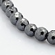 Faceted Round Non-magnetic Synthetic Hematite Beads Strands(G-P061-60-3mm)-1