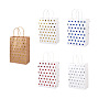 Magibeads 30Pcs 5 Colors Kraft Paper Gift Bags, Portable Tote Shopping Bag, with Gold Foil Polka Dot Pattern and Handles, Party Gift Wrapping Bags, Rectangle, Mixed Color, 21x15x0.2cm, 6pcs/color