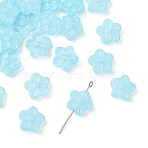30Pcs Baking Paint Glass Beads, Flower, Light Sky Blue, 12.5x13x4.5mm, Hole: 1.2mm(GLAA-FS0001-97G)