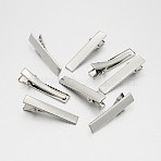 Iron Alligator Hair Clip Findings, Platinum, 34x7mm(IFIN-A171-08A-02)
