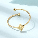 304 Stainless Steel Cuff Open Rings, Rhombus, Golden, 2.5mm, US Size 9 3/4(19.5mm)(SA-CBA5136-07G)
