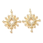 Brass Micro Pave Clear Cubic Zirconia Pendants, Star Charms, Rack Plating, Long-Lasting Plated, Cadmium Free & Lead Free, Real 18K Gold Plated, 36.5x27x3mm, Hole: 1.6mm(CU-CBA2907-04A-G)