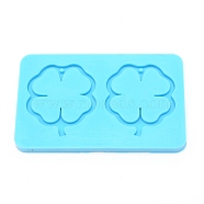 Clover DIY Pendant Silicone Molds, for Keychain Making, Resin Casting Molds, For UV Resin, Epoxy Resin Jewelry Making, Deep Sky Blue, 56x88.5x6mm, Hole: 1.8mm, Inner Diameter: 42x37mm(DIY-WH0096-28)