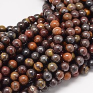 Natural Red Tiger Iron Round Bead Strands, 6mm, Hole: 1mm, about 62pcs/strand, 15.3 inch(X-G-P075-22-6mm)