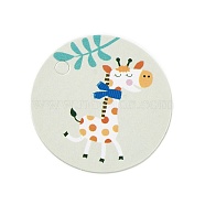 Kraft Paper Gift Tags, Flat Round with Animal Pattern, Giraffe Pattern, 3x0.02cm, Hole: 3mm, about 100pcs/bag(DIY-D056-02G)