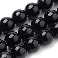 Natural Black Onyx Beads Strands, Dyed, Round, 8mm, Hole: 1mm, about 47pcs/strand, 15.7 inch(G-S259-19-8mm)