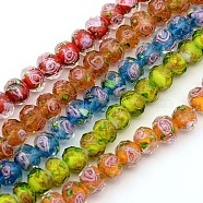 Handmade Gold Sand Lampwork Rondelle Beads Strands, Faceted, Mixed Color, 10x7mm, Hole: 2mm, about 50pcs/strand, 13.77 inch(LAMP-L003-A-M)