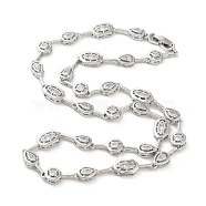 Brass Micro Pave Cubic Zirconia Chain Necklaces , Platinum, 18.46 inch(469mm)(NJEW-L170-11P-01)