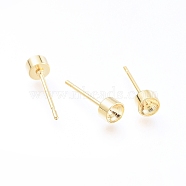 304 Stainless Steel Stud Earring Settings, for Pointed Back Rhinestone, Golden, Fit for 3mm Rhinestone, 13.5x4mm, Pin: 0.8mm(STAS-I088-H-05G)