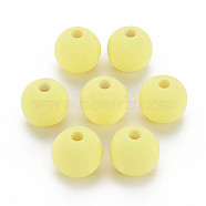 Rubberized Style Acrylic Beads, Round, Yellow, 15.5x14.5mm, Hole: 3.5mm(MACR-T042-04B-01F)