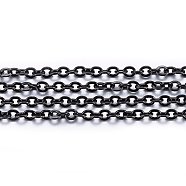 Handmade 304 Stainless Steel Cable Chains, Soldered, with Spool, Flat Oval, Electrophoresis Black, 3x2.5x0.6mm, about 65.61 Feet(20m)/roll(STAS-P213-03B-01)