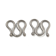 Non-Tarnish 304 Stainless Steel S-Hook Clasps, Stainless Steel Color, 7x8x1mm(STAS-U007-19A-P)