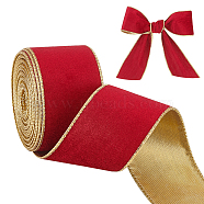 10 Yards Single Face Velvet Wired Ribbons, for Bowknot Making, Gift Wrapping, Party Decoration, Dark Red, 2-1/2 inch(63mm), about 10.00 Yards(9.14m)/Roll(SRIB-WH0011-153B)