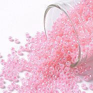 TOHO Round Seed Beads, Japanese Seed Beads, (908) Baby Pink Ceylon Pearl, 11/0, 2.2mm, Hole: 0.8mm, about 1111pcs/bottle, 10g/bottle(SEED-JPTR11-0908)