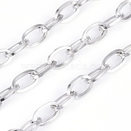 304 Stainless Steel Cable Chains, Unwelded, with Spool, Flat Oval, Stainless Steel Color, 13x6x1mm, about 32.8 Feet(10m)/roll(CHS-G011-13P-04)