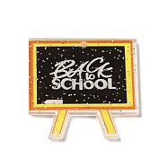 Study Theme Acrylic Pendants, Blackboard, 33.5x35.5x1.8mm, Hole: 2mm(OACR-R270-02B)