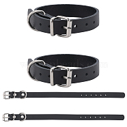 Cowhide Dog Collar, with Platinum Iron Clasp, for Small Medium and Large Dogs, Pet Supplies, Black, 310x14x11mm(AJEW-WH0505-22B)