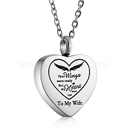 Stainless Steel Heart Urn Ashes Pendant Necklace, Word To My Uncle Memorial Jewelry for Men Women, Stainless Steel Color, 19.69 inch(50cm)(NJEW-SZ0001-60A)